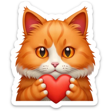 A sad cat hold heart sticker