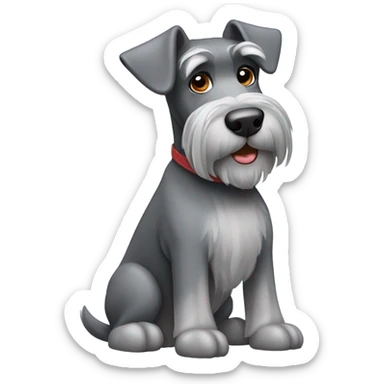 a grey schnauzer dog with tilting his head sticker