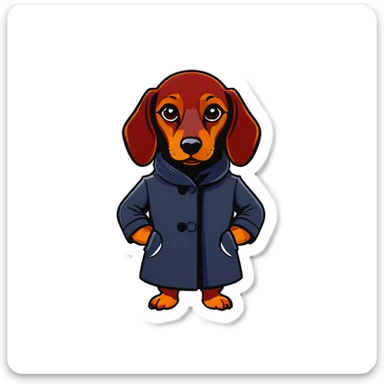 Red Dachshund in coat sticker