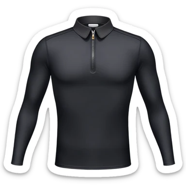 Long sleeve black spandex shirt with collar and zip to the chest sticker