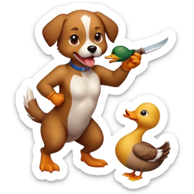 Dog fighting duck to the death sticker