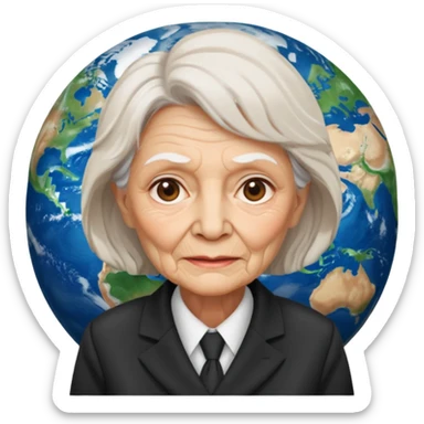 Planet earth emoji ceo old women face  sticker