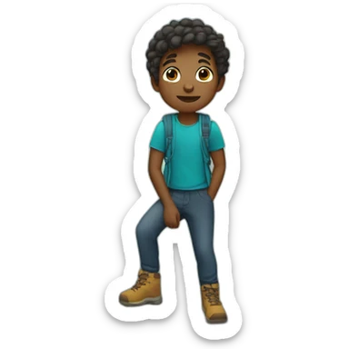 a boy on a mountain sticker