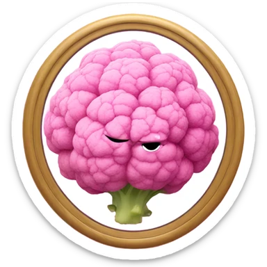 pink cauliflower looking in mirror sticker