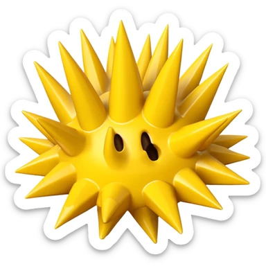 Compact iOS‑style 3D emoji: plain jagged burst (10 spikes), bright yellow, smooth shading, thin darker edge; no characters or pictograms sticker