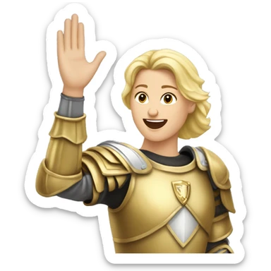 Golden Knight Caucasian female victory celebration hands up sticker