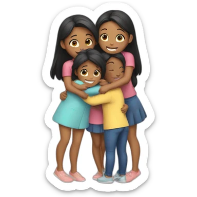 Four girls hugging   sticker