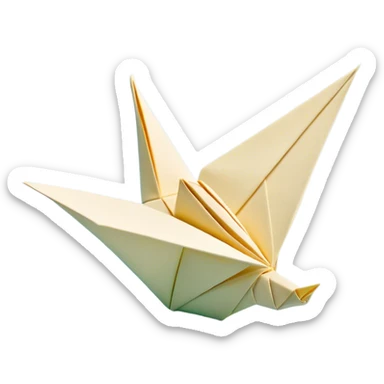 Cinematic Realistic depiction of an elegant origami creation, rendered with delicate paper textures and intricate folds, set on a minimalist background with soft, diffuse lighting that accentuates its artistic precision sticker