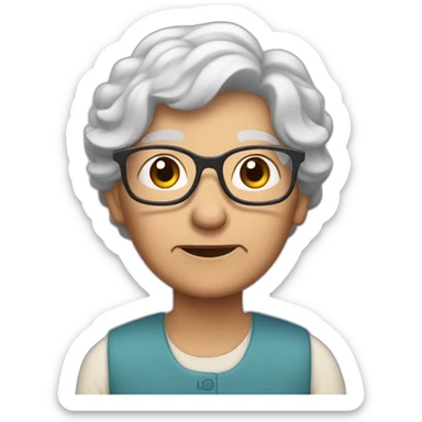 Granny with grandfather asked question sticker