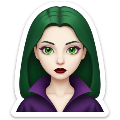 создай девушку вампира с бледной кожей тонкими бровями зелеными глазами sticker