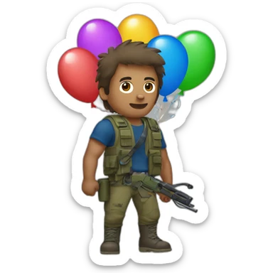 Rambo with baloons sticker