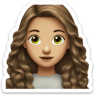 A girl with long brown hair. green eyes. Sweet and beautiful sticker