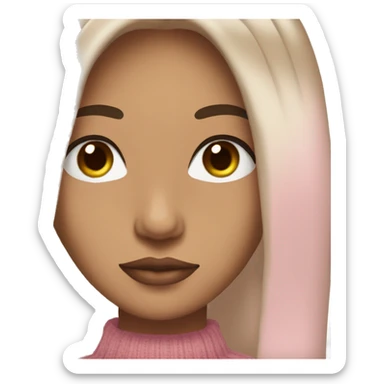fair skin, dark straight hair, brown sweater, brown eyes, pink lips, long eyelashes sticker