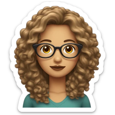 mujer pelo rizado con mechas rubias y gafas sticker