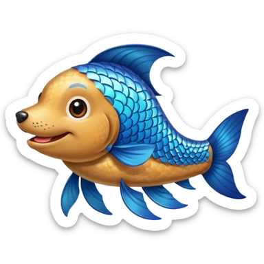 fish dog love sticker