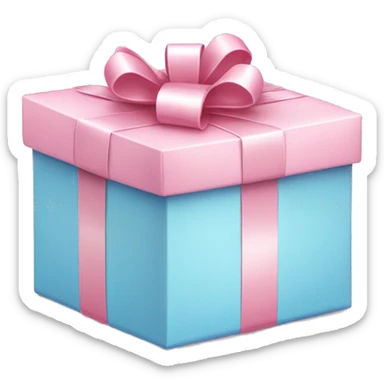 Baby pink Present box with baby blue ribbon sticker