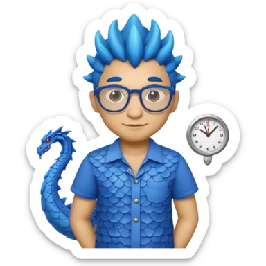 blue dragon with shirt and glasses sticker