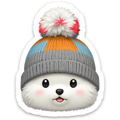 beanie with A fluffy pom-pom sticker