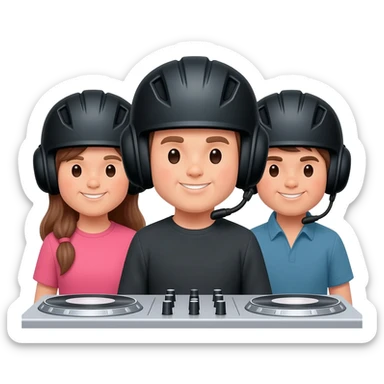 Trio dj with dj helmets sticker