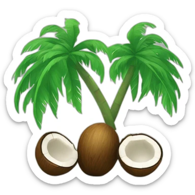 inverted coconut palm with two coconuts and the log at the middle sticker