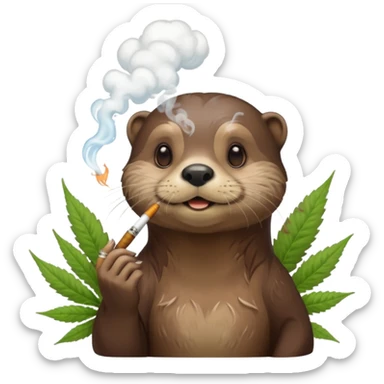 a female otter smoking a joint surrounded by marijuana fumes. a bit california hippy vibe sticker