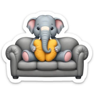 Please generate an emoji of An elephant is sitting on the sofa sticker