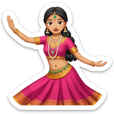 Indian woman in traditional clothes dances.  format portrait sticker