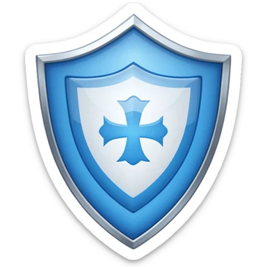 A shiny blue shield with a white 7 in the middle and a flag animation sticker