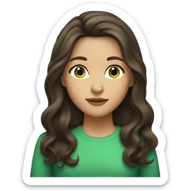 brunette with long hair and green-brown eyes sticker