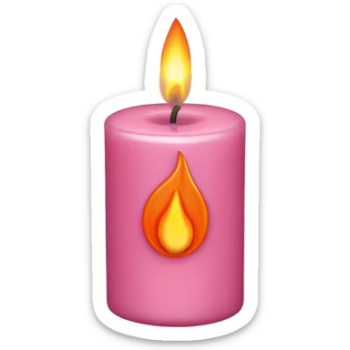 Draw a pink, Pixar-style candle with a flame. The candle should be visible from the front and top. sticker