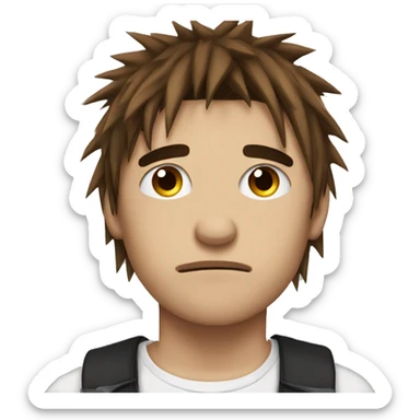 sad emo boy with long spikey brown hair sticker