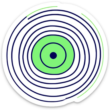 A target with navy rings and a vibrant green bullseye sticker