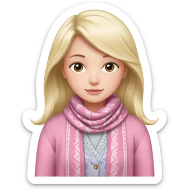 pink cardigan and  silk scarf no girl sticker