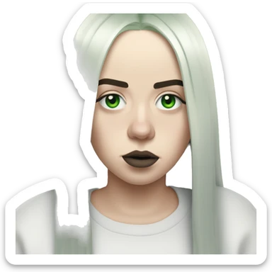 billie eilish avec des racines vertes et des cheveux noir sticker