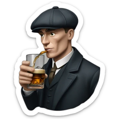 Tommy shelby peaky blinders drinking whisky sticker