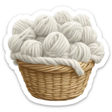 Basket of white wool yarn sticker