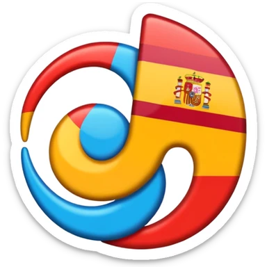 Symbol used to refer to a translation of a word into another language; the two languages ​​translated are Arabic and Spanish. sticker