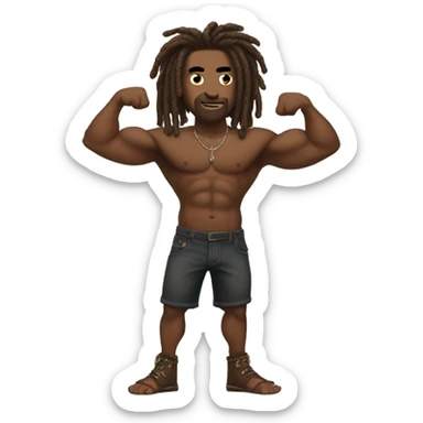 Flexing brown with tattoos and dreadlocks  sticker