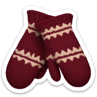 
New Year's burgundy mittens and scarf sticker