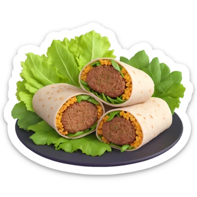 A Turkish wrap with raw bulgur kofte and fresh greens sticker