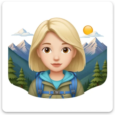 girl back packing mountains background  sticker