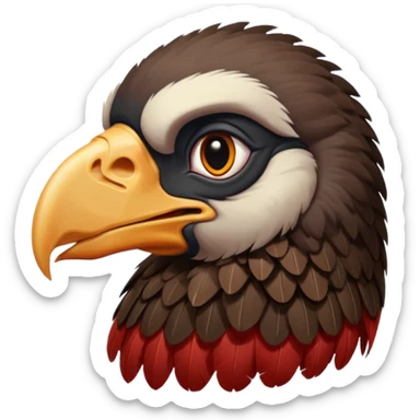 mature vulture with black and reddish feathers looking forward sticker