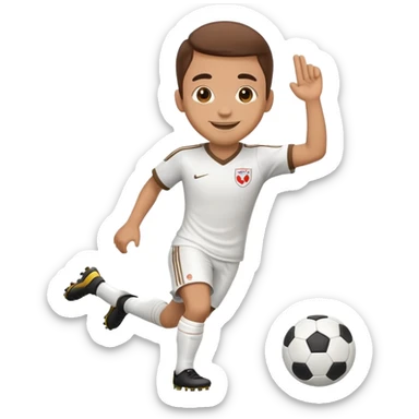 Un emoji de un chico tirando un gol de chilena hacia una portería sticker
