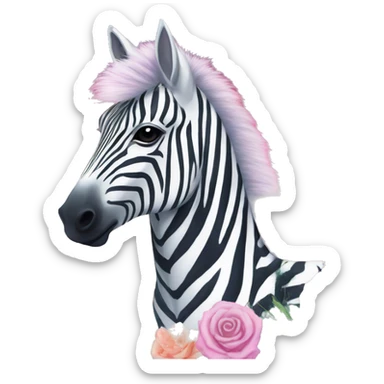 Zebra sparkling nebula unicorn Pegasus collage roses flowers palm trees tropical  sticker