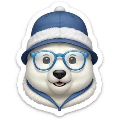  polar bear wearing glasses and a hat sticker
