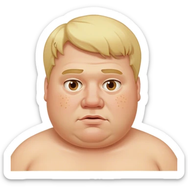 Fat guy with blonde hair and acne sticker