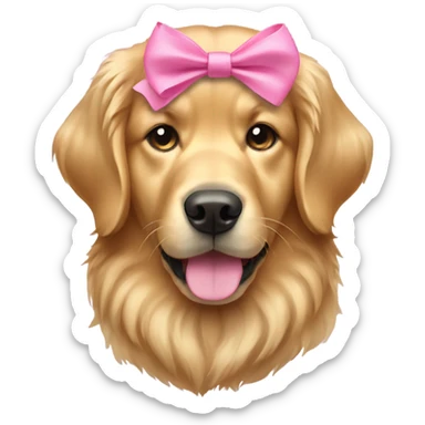 Golden retriever with pink bow sticker