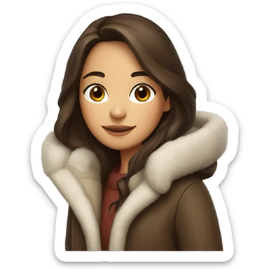 winter christmas coat, hispanic, long brown hair, girl, brown eyes, fair skin  sticker