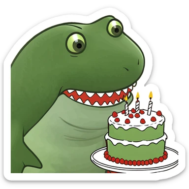 Shark with a a big cake sticker