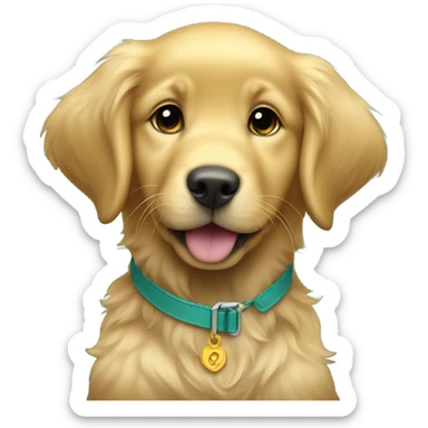Female golden retriever puppy wearing a teal collar  sticker